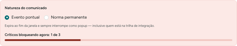 Prioridade Crítica: natureza do comunicado