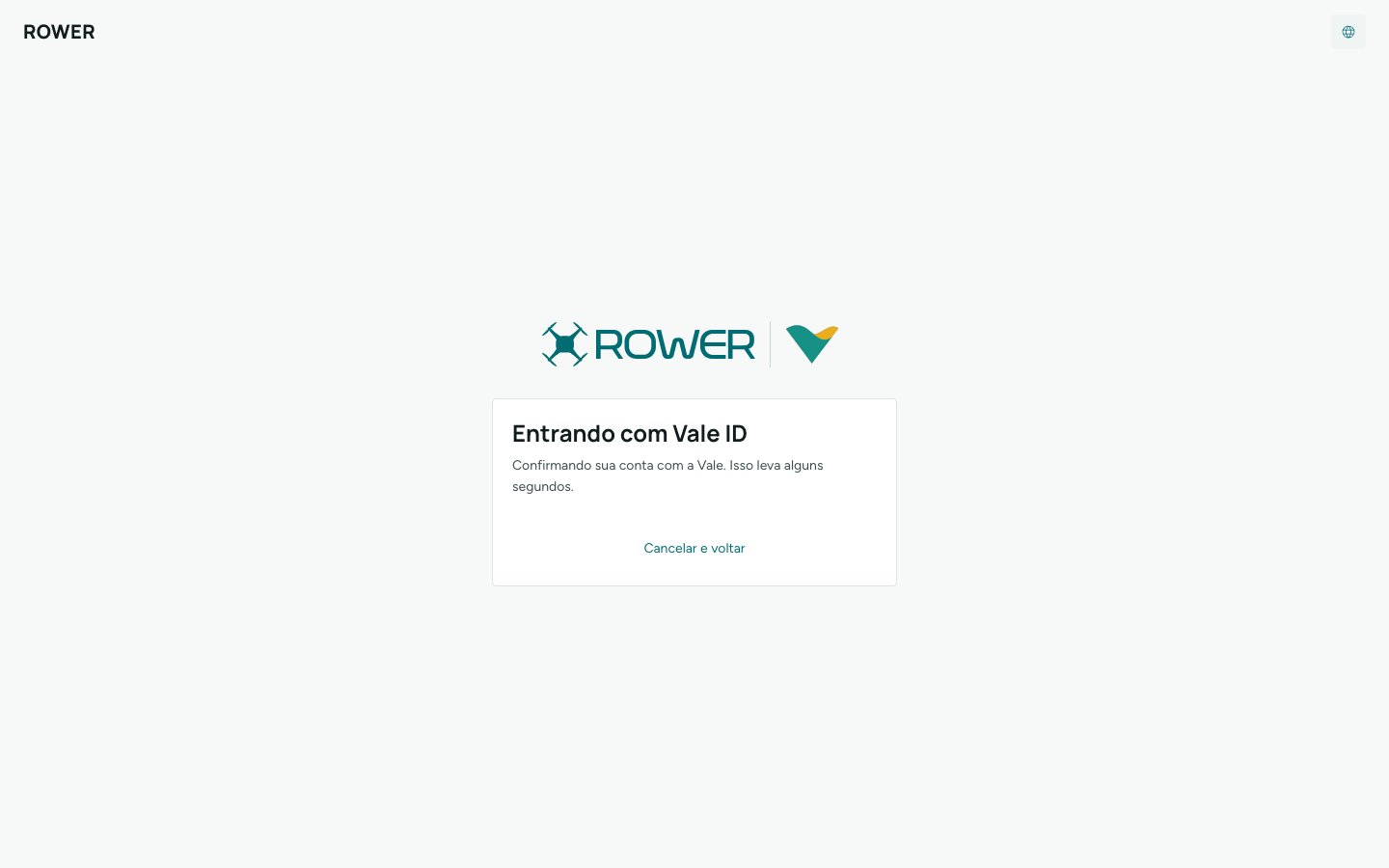 Confirmação da conta com a Vale