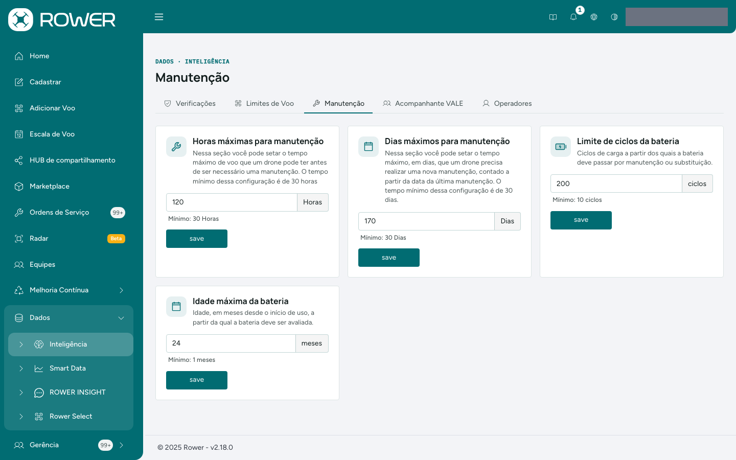 Aba Manutenção