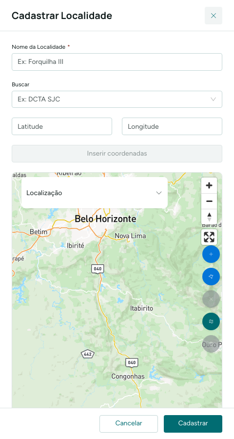 Cadastrar Localidade