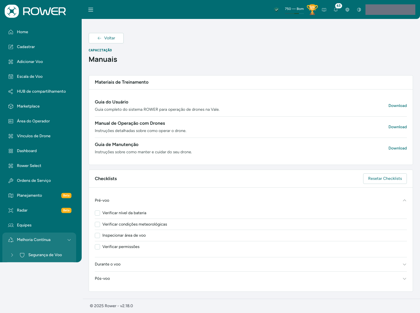 Manuais e Checklists