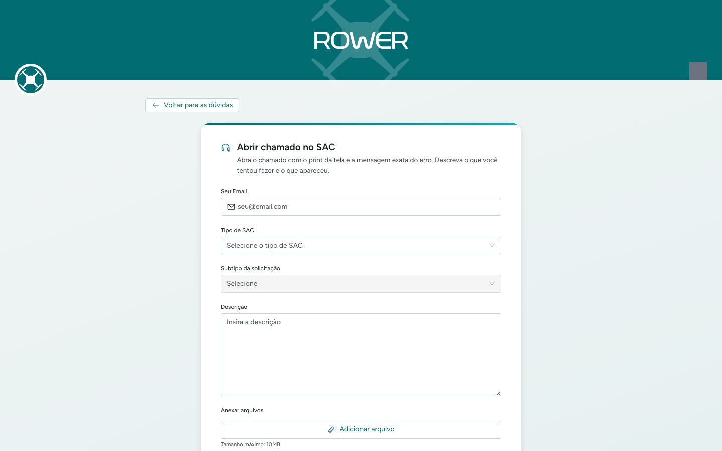 Abrir chamado sem login