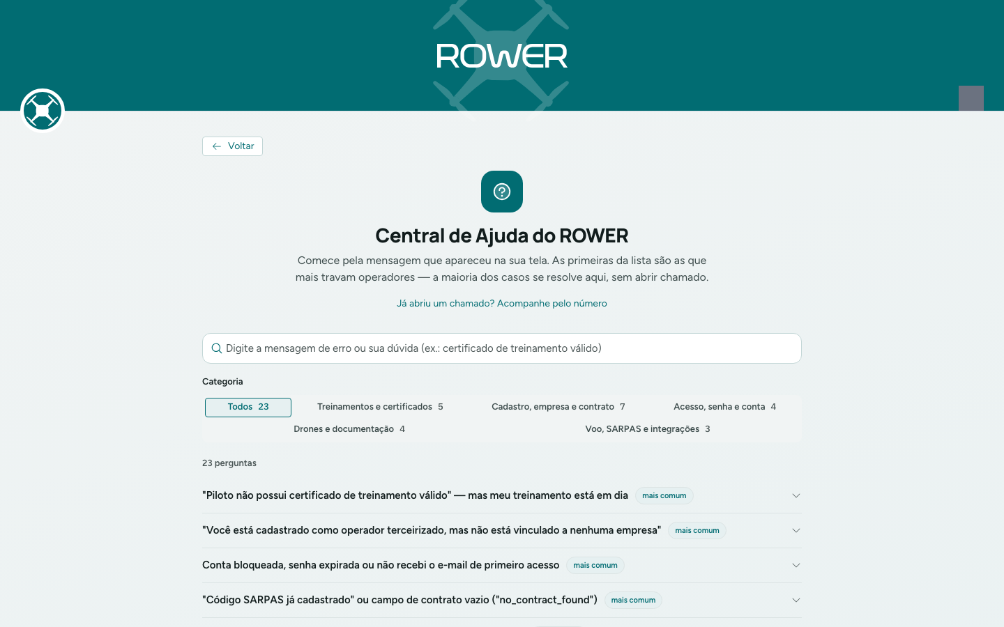 Central de Ajuda do ROWER